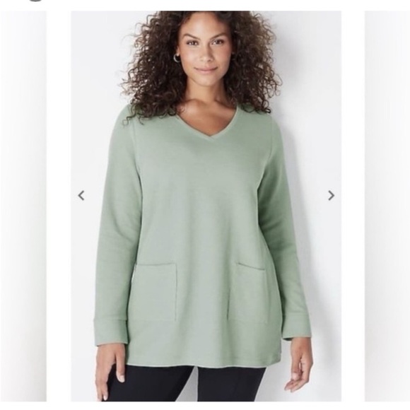 J. Jill Tops - J. Jill Mineral Green Textured Patch Pocket Tunic